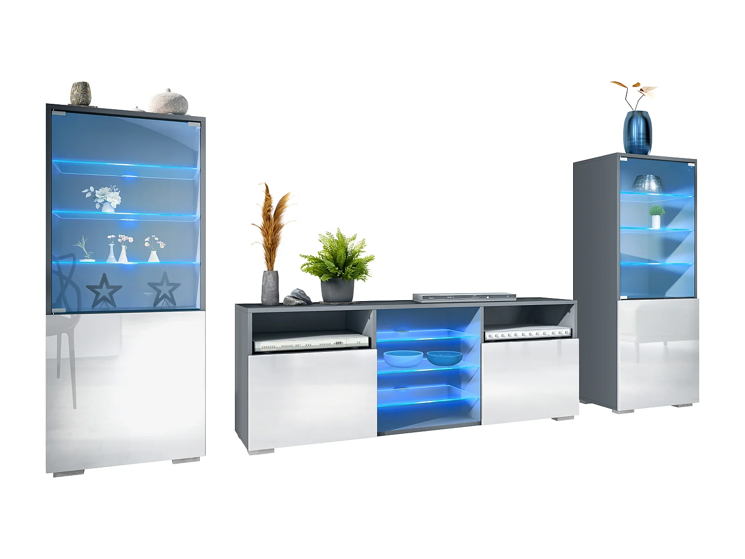 WOHNWAND Granada Weiß Hochglanz