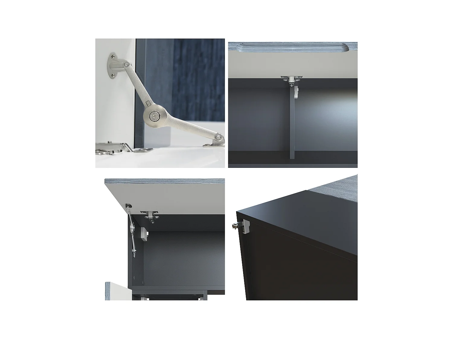 Vladon parete vivente Taurito, nero opaco/bianco lucido - Pensile moderno per il soggiorno (320 x 182 x 39 cm)