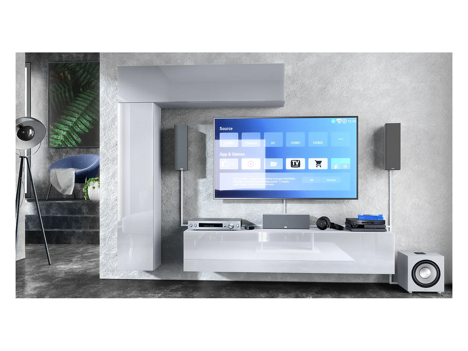 WOHNWAND Taurito Fronten in Weiß Hochglanz