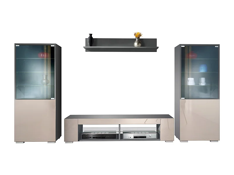 WOHNWAND Nevada Sandgrau Hochglanz