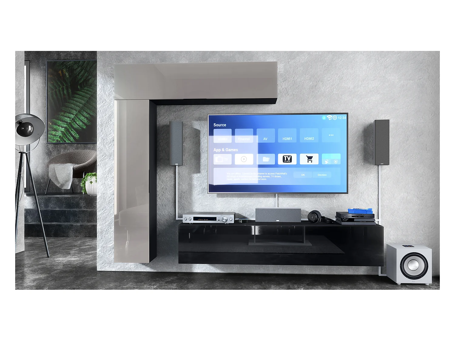 WOHNWAND Taurito Fronten in Sandgrau Hochglanz