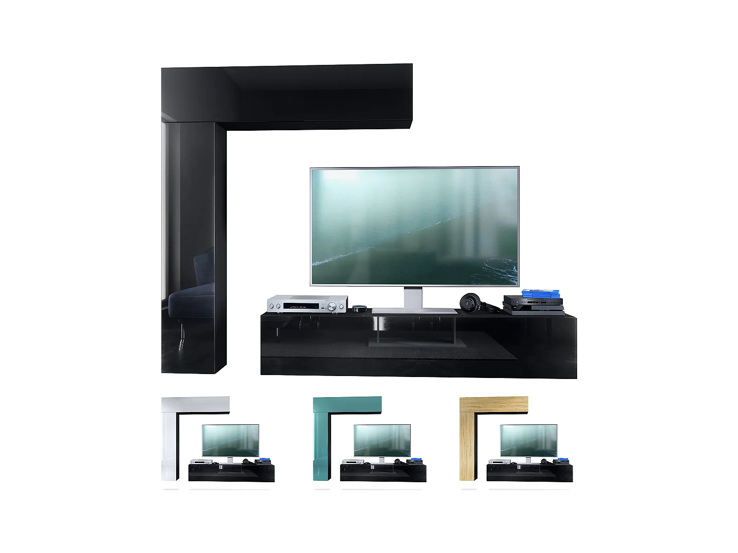 WOHNWAND Taurito Fronten in Sandgrau Hochglanz