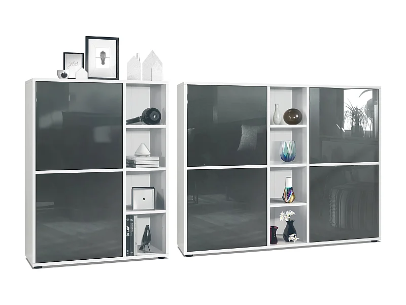 WOHNZIMMERSET Miami Grau Hochglanz