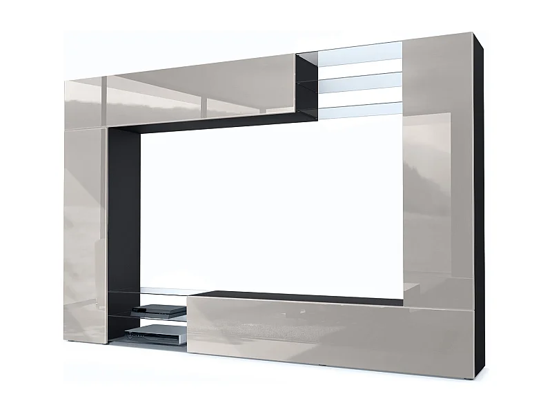 WOHNWAND Mirage Front in Sandgrau Hochglanz