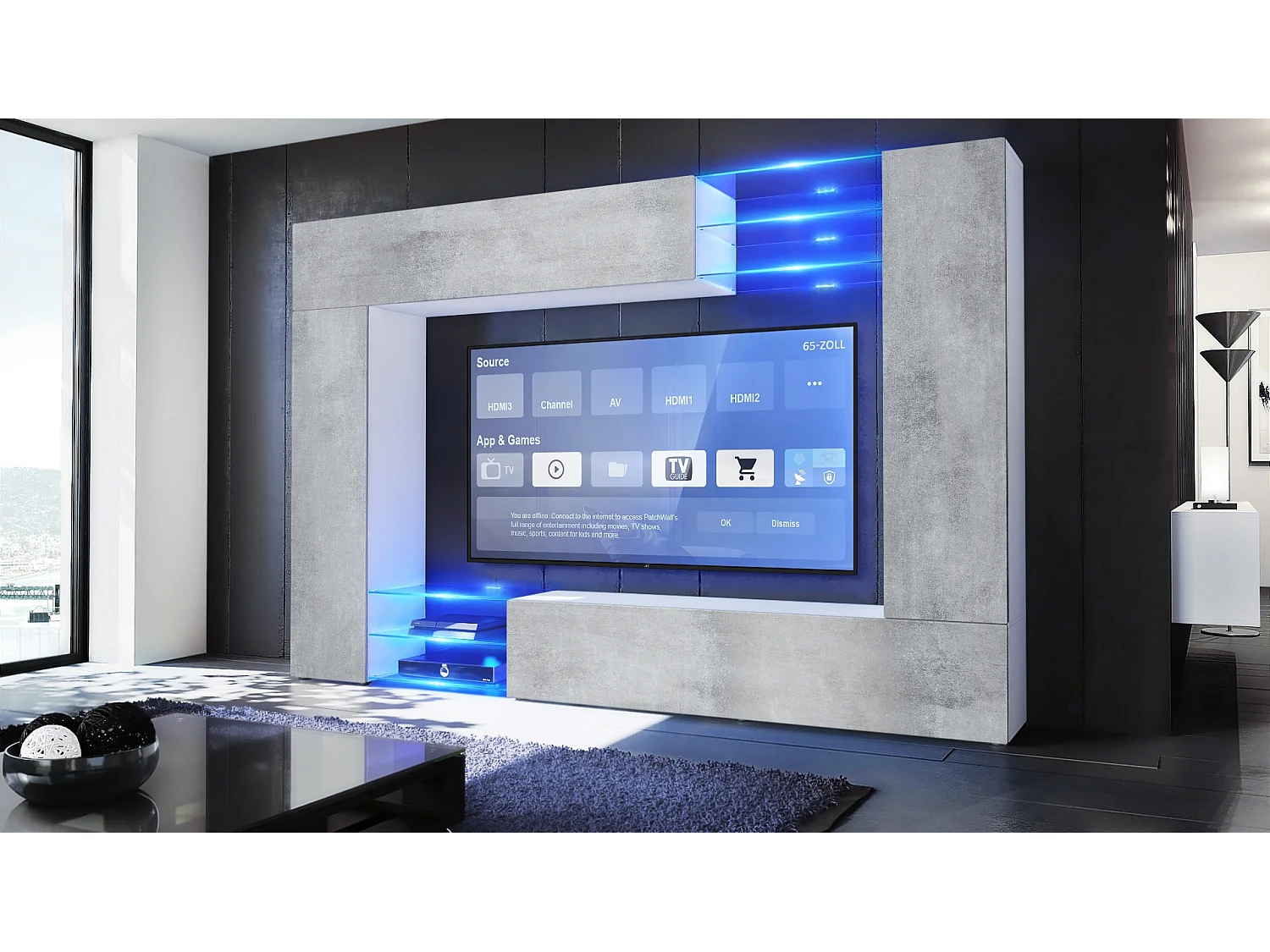 WOHNWAND Mirage Front in Beton Oxid Optik