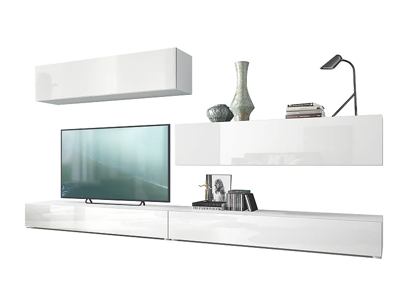 WOHNWAND Nublo Klappen in Weiß Hochglanz