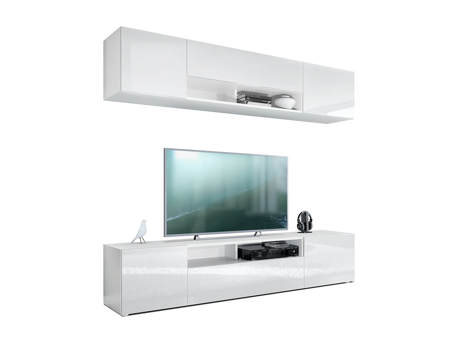 WOHNWAND Mogan Fronten in Weiß Hochglanz