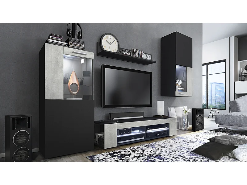 WOHNWAND Movie Absetzungen in Beton Oxid Optik