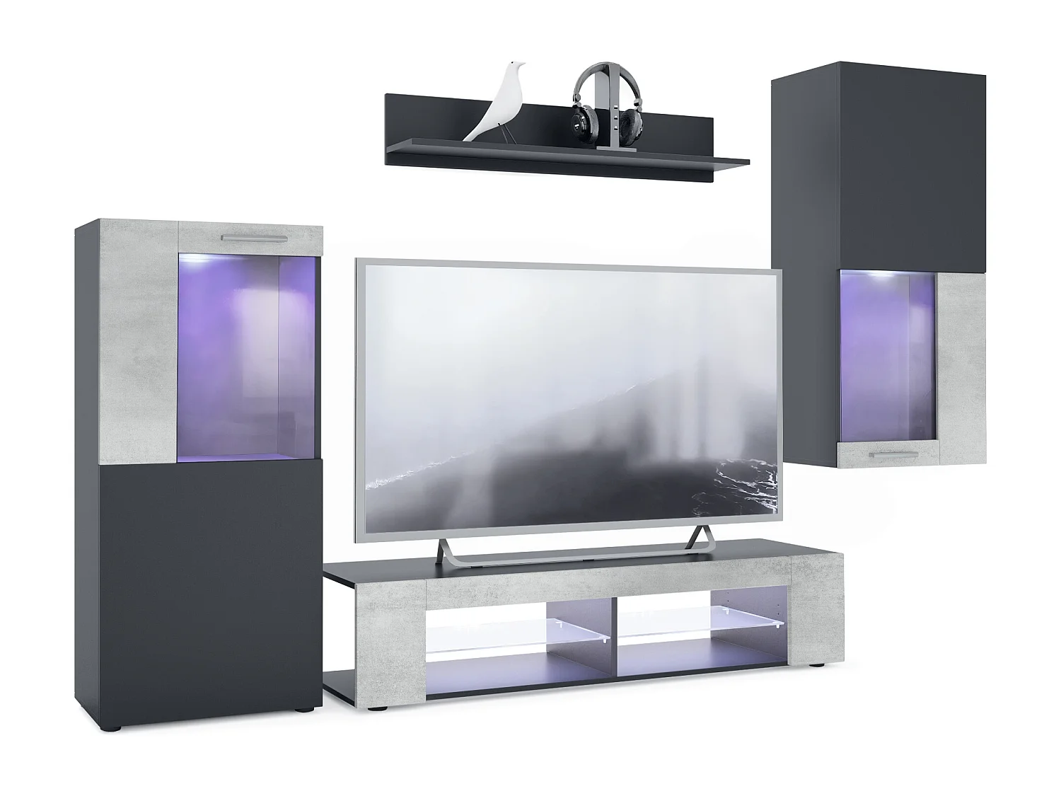 WOHNWAND Movie Absetzungen in Beton Oxid Optik