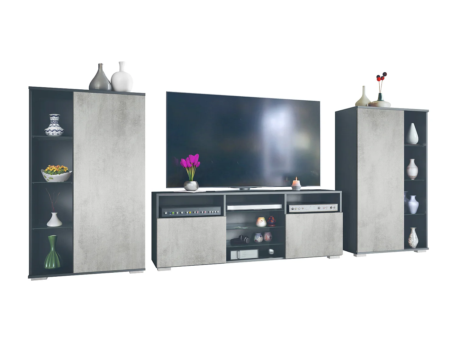 WOHNWAND Davos Beton Oxid Optik