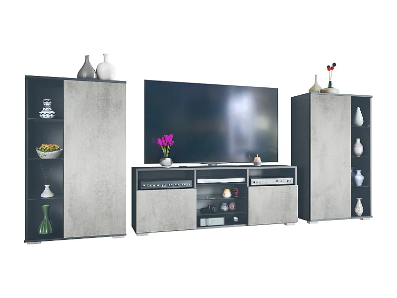 WOHNWAND Davos Beton Oxid Optik