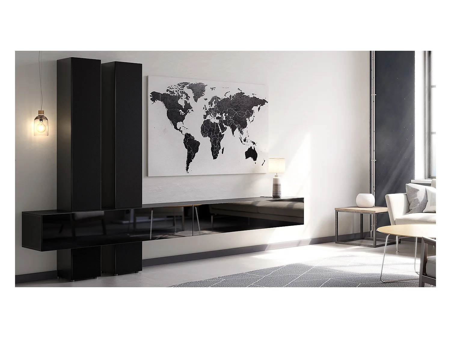 WOHNWAND Moja Türen in Schwarz matt