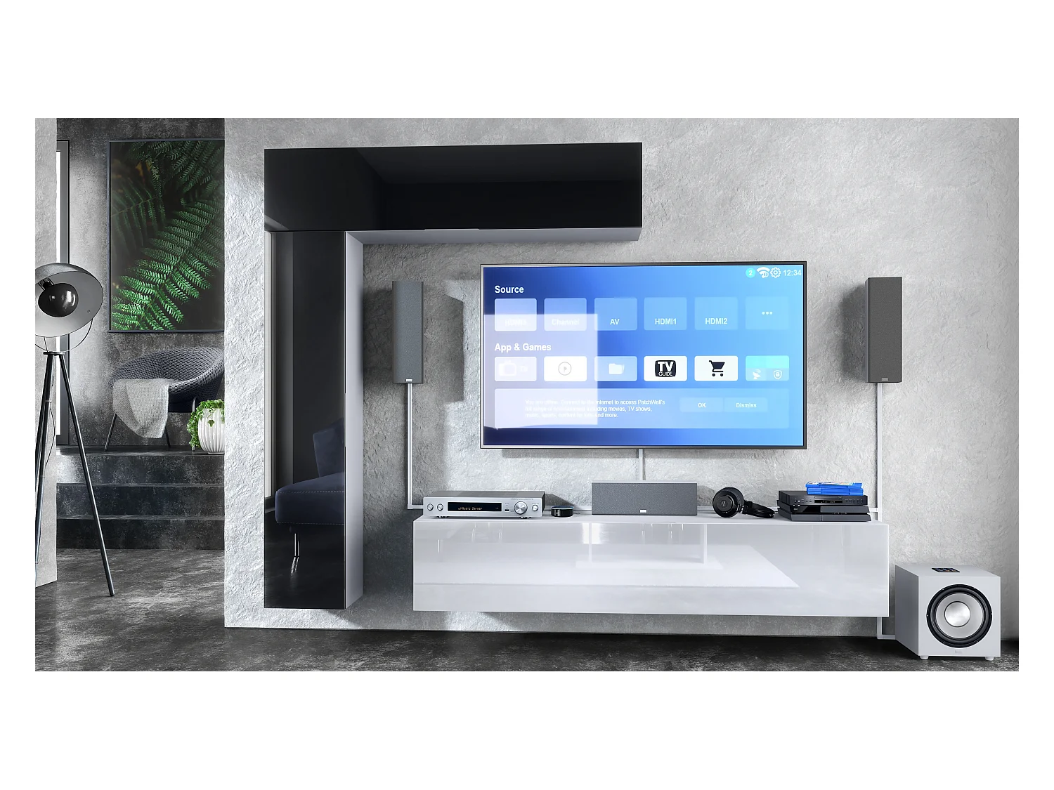 WOHNWAND Taurito Fronten in Schwarz Hochglanz