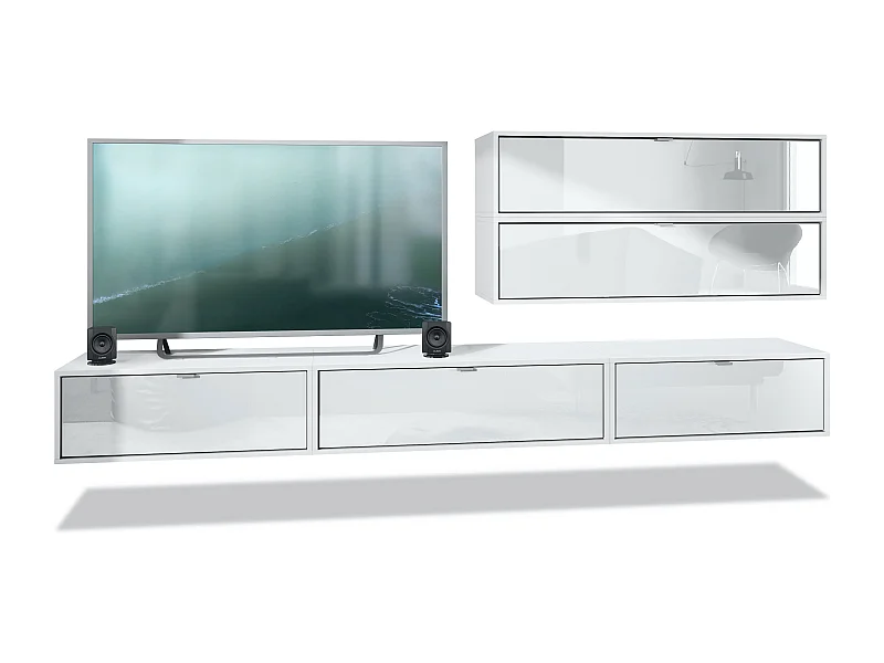 WOHNWAND Lana Fronten in Weiß Hochglanz