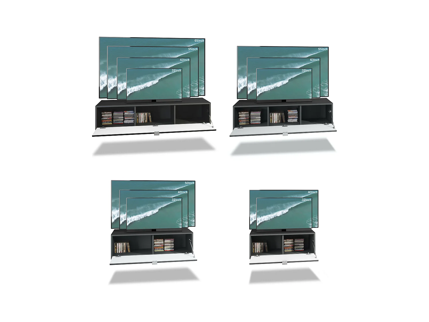 WOHNWAND Lana Fronten in Beton Oxid Optik