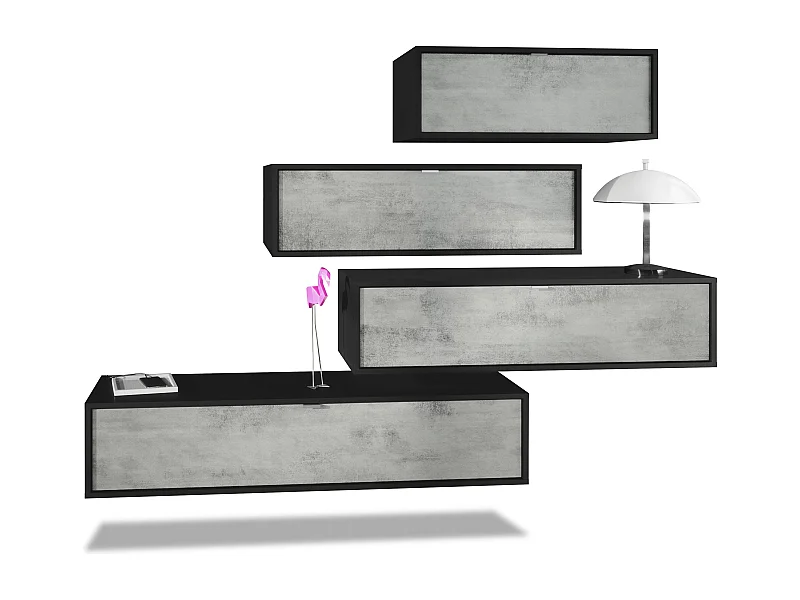 WOHNWAND Lana Fronten in Beton Oxid Optik