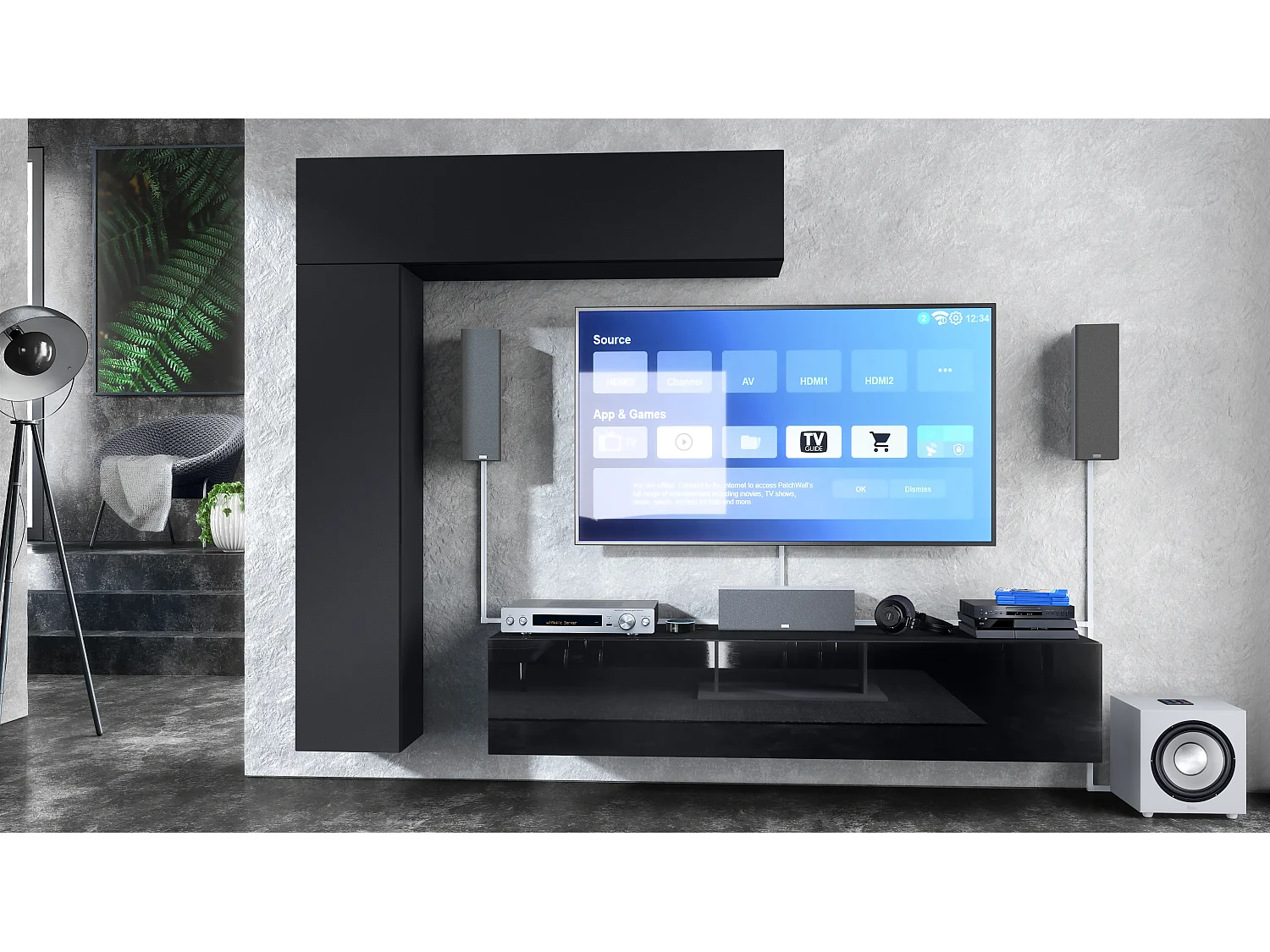 WOHNWAND Taurito Fronten in Schwarz matt