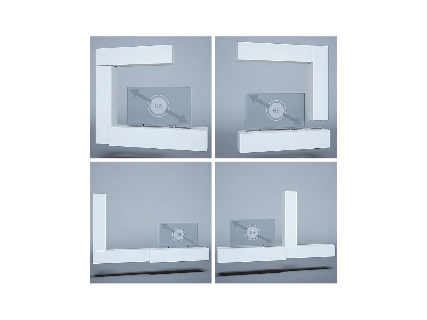 Meuble-paroi Taurito, noir mat/blanc mat - Meuble-paroi moderne pour votre salon (320 x 182 x 39 cm)