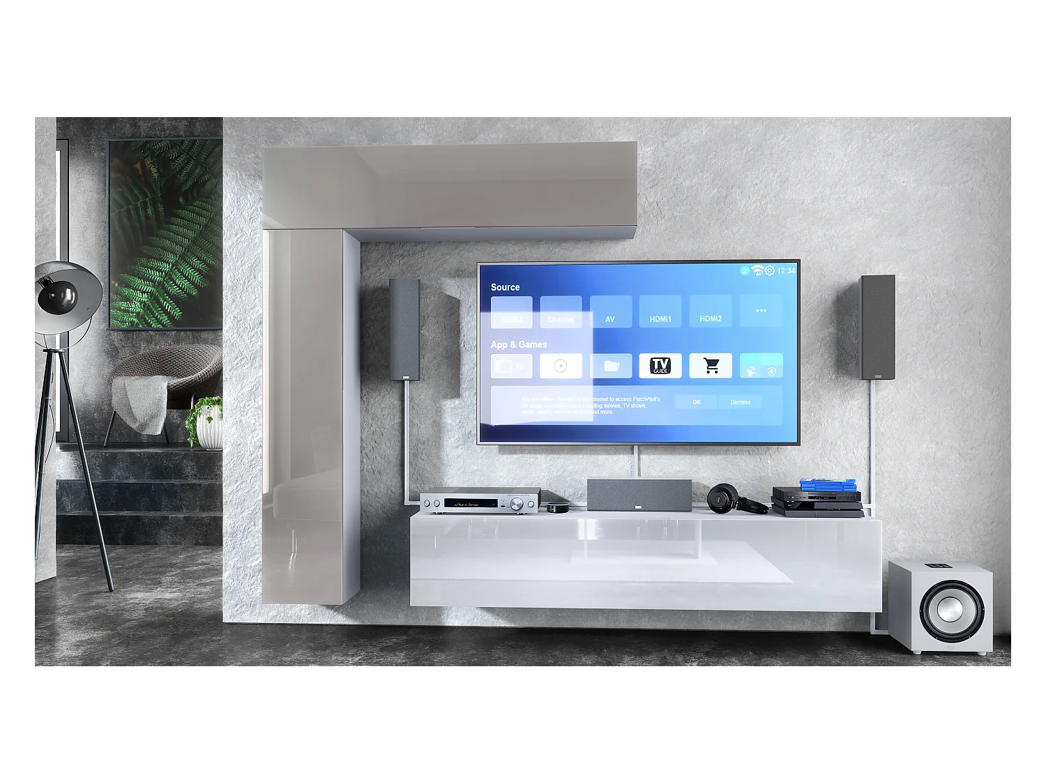 WOHNWAND Taurito Fronten in Sandgrau Hochglanz