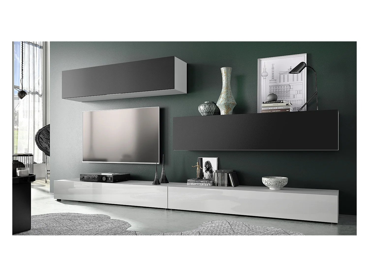 WOHNWAND Nublo Klappen in Schwarz matt