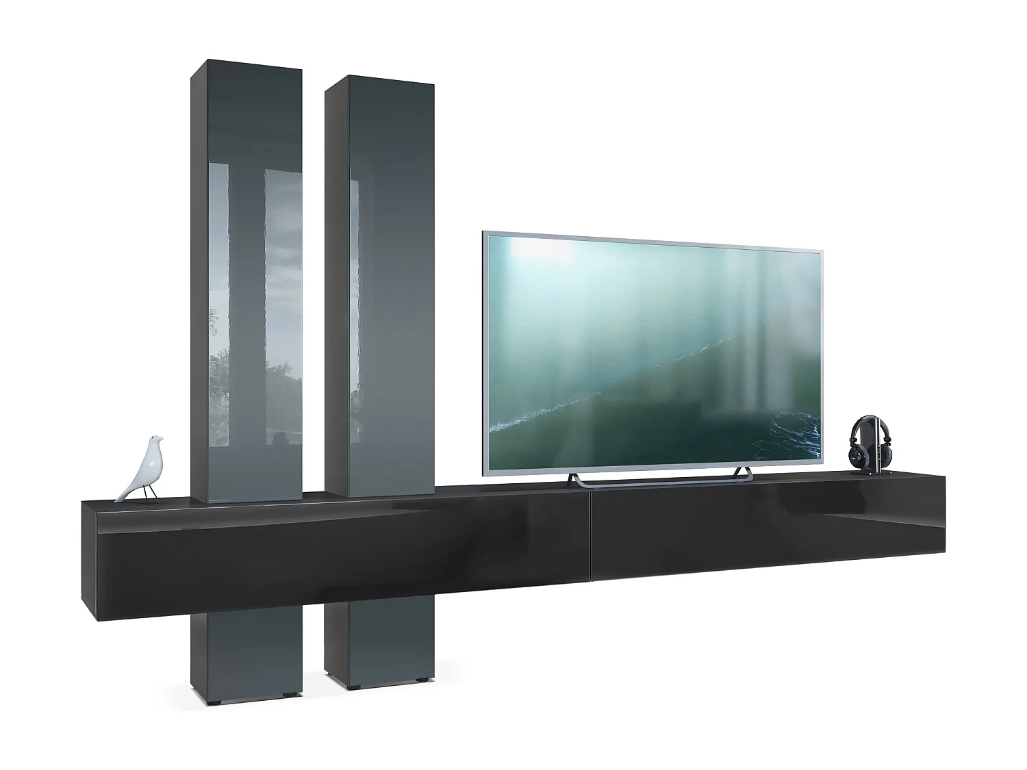 WOHNWAND Moja Türen in Grau Hochglanz