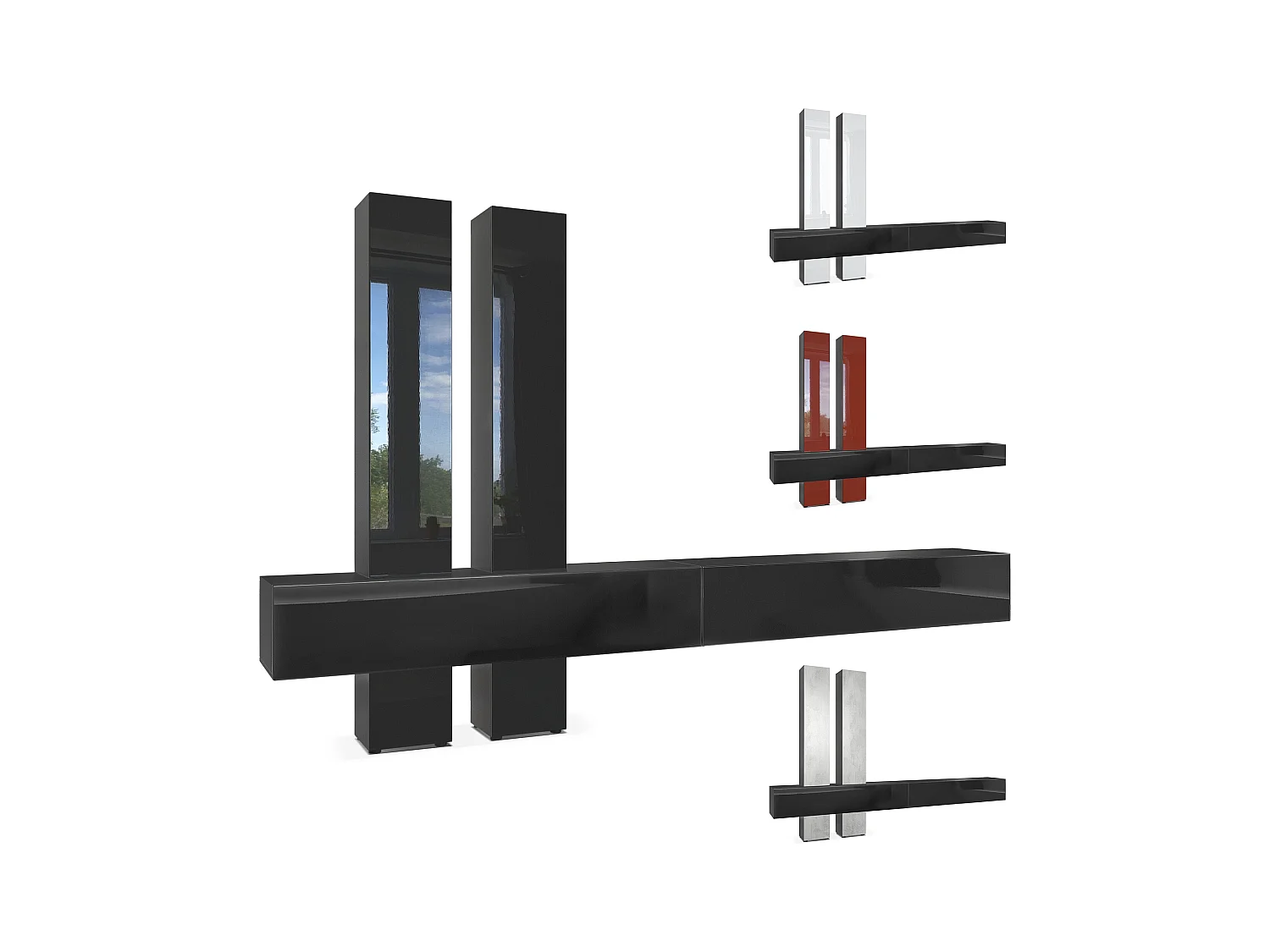 WOHNWAND Moja Türen in Grau Hochglanz