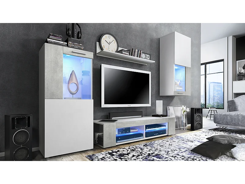 WOHNWAND Movie Absetzungen in Beton Oxid Optik