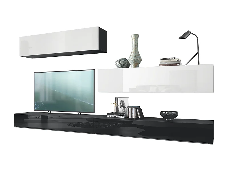 WOHNWAND Nublo Klappen in Weiß Hochglanz