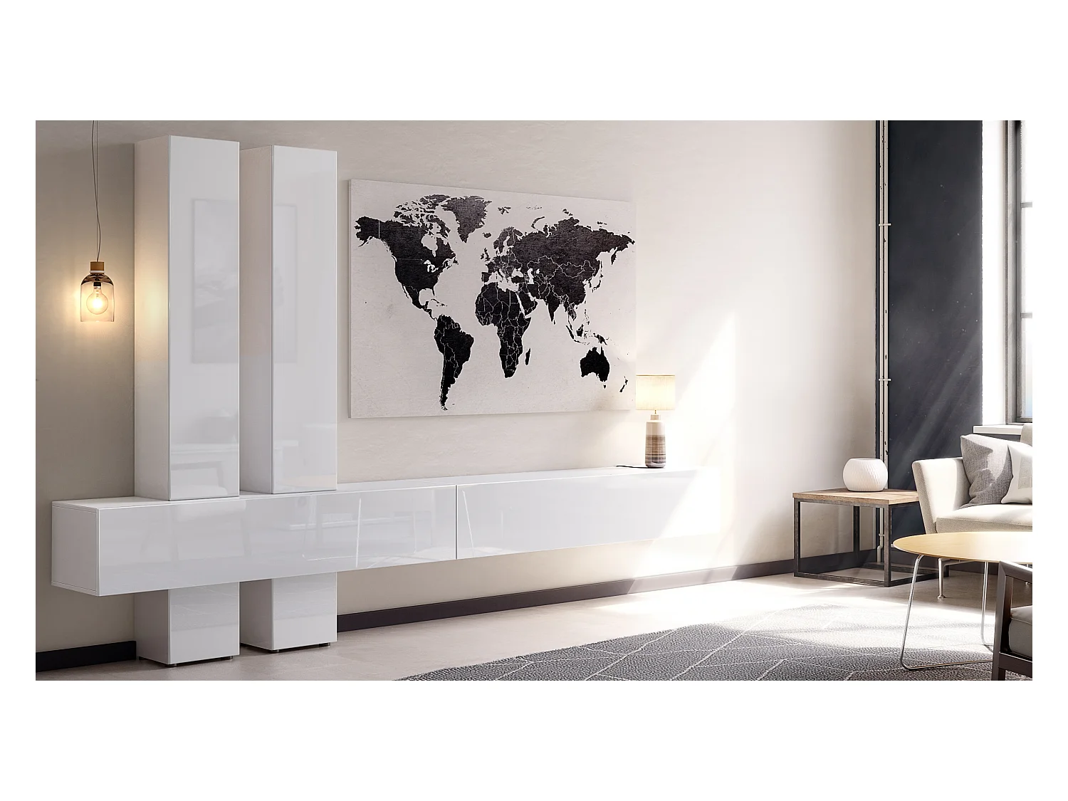 WOHNWAND Moja Türen in Weiß Hochglanz