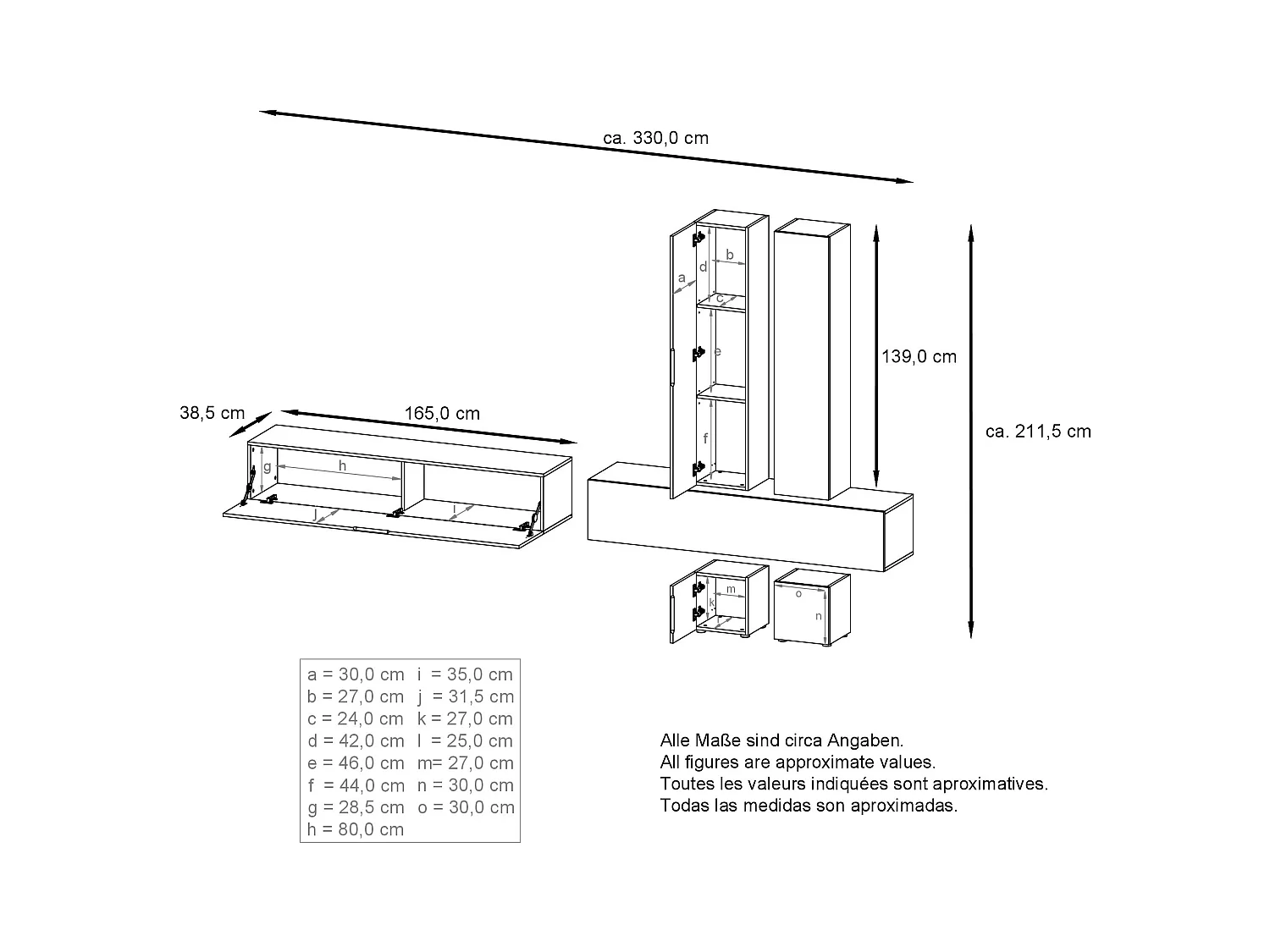 WOHNWAND Moja Türen in Weiß Hochglanz