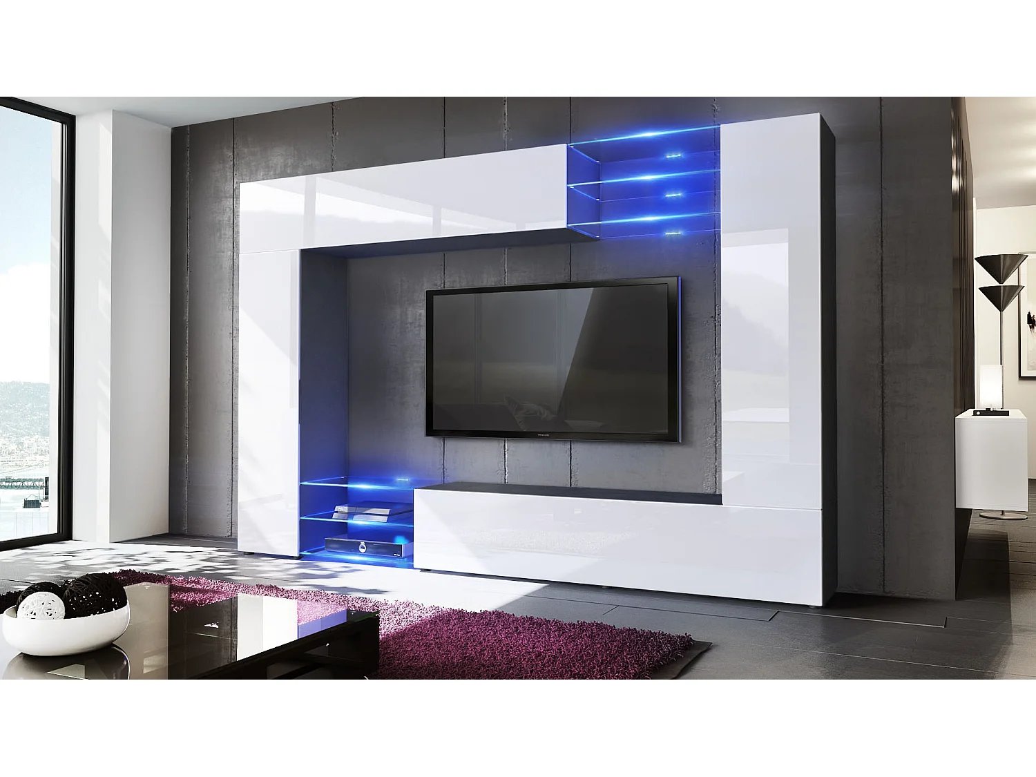 WOHNWAND Mirage Front in Weiß Hochglanz