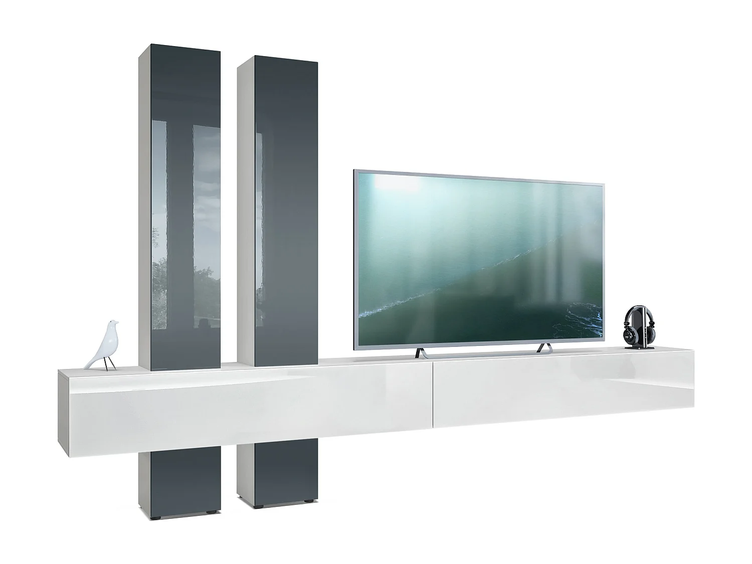 WOHNWAND Moja Türen in Grau Hochglanz