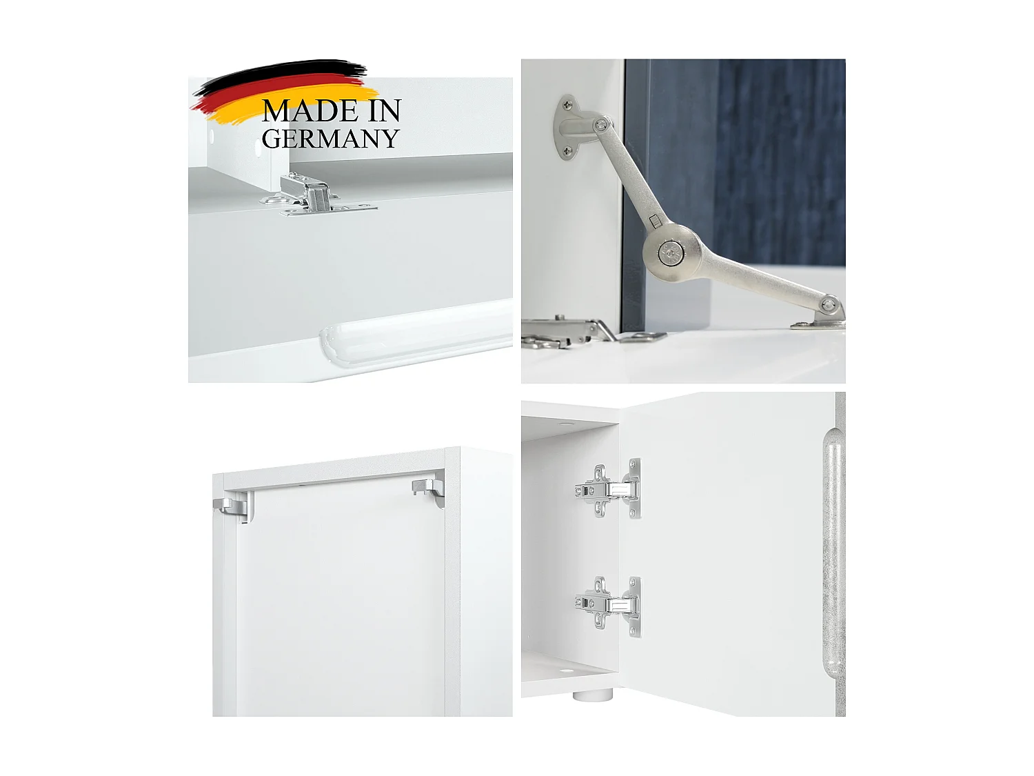 Meuble-paroi Moja de  - Blanc mat & blanc/gris haute brillance - Meuble-paroi moderne pour votre salon (LxHxP) 330 x 204 x 39 cm