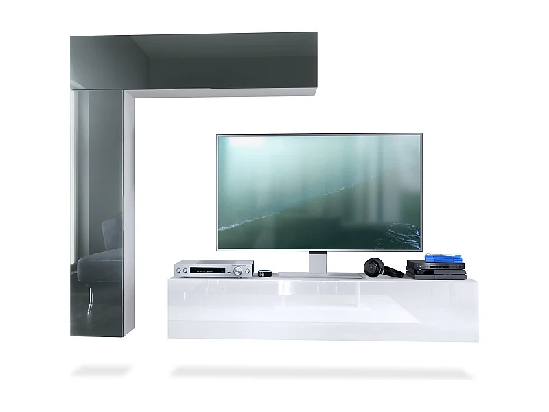 WOHNWAND Taurito Fronten in Grau Hochglanz