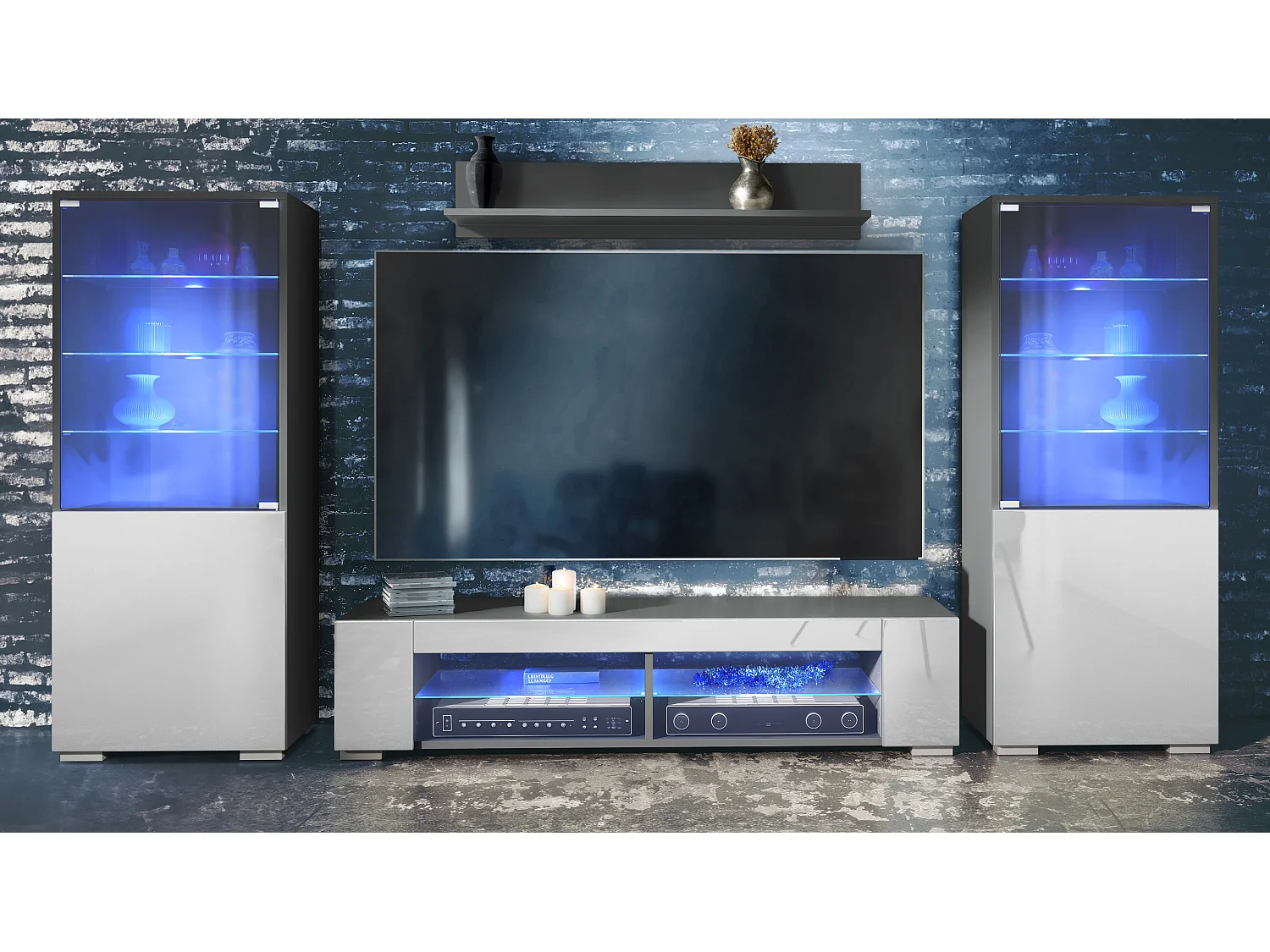 WOHNWAND Nevada Weiß Hochglanz