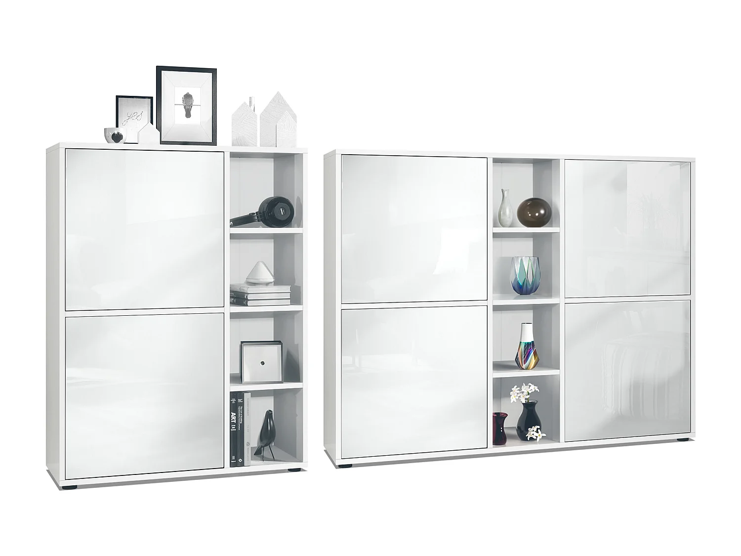 WOHNZIMMERSET Miami Weiß Hochglanz