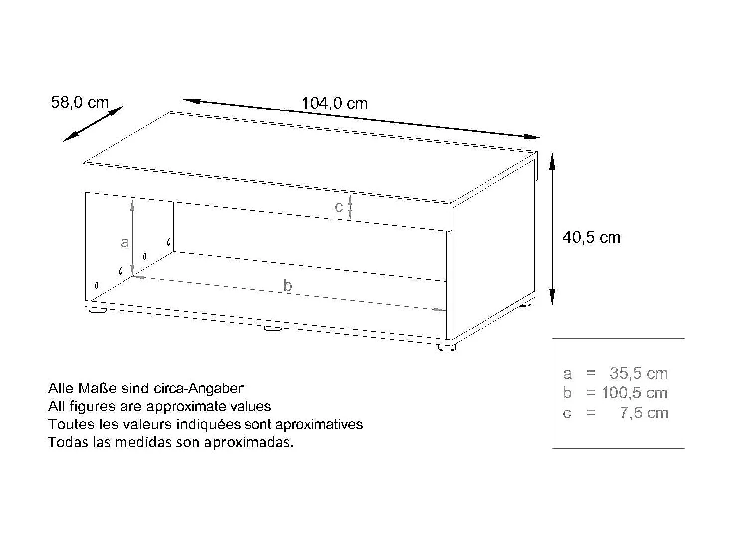 Ensemble de salon  Berlin, composé de 1 meuble TV avec 1 compartiment ouvert et 2 abattants, et 1 table basse, blanc mat/aspect béton oxyde