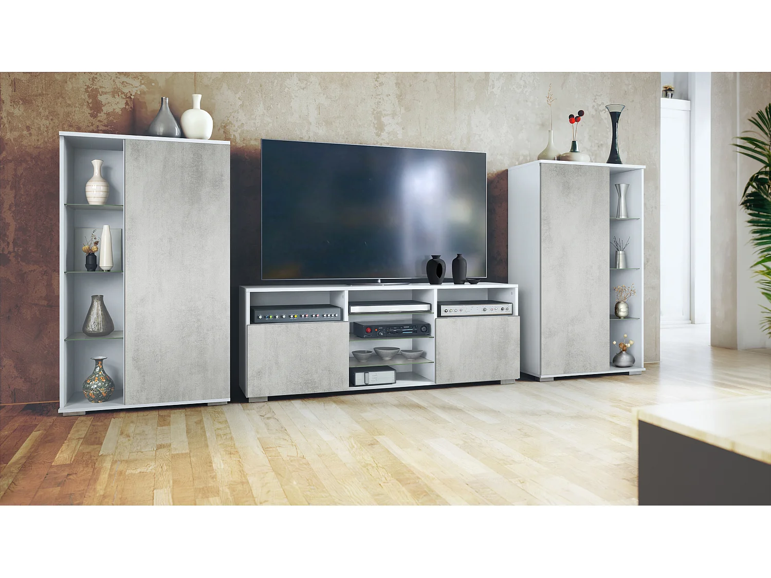 WOHNWAND Davos Beton Oxid Optik