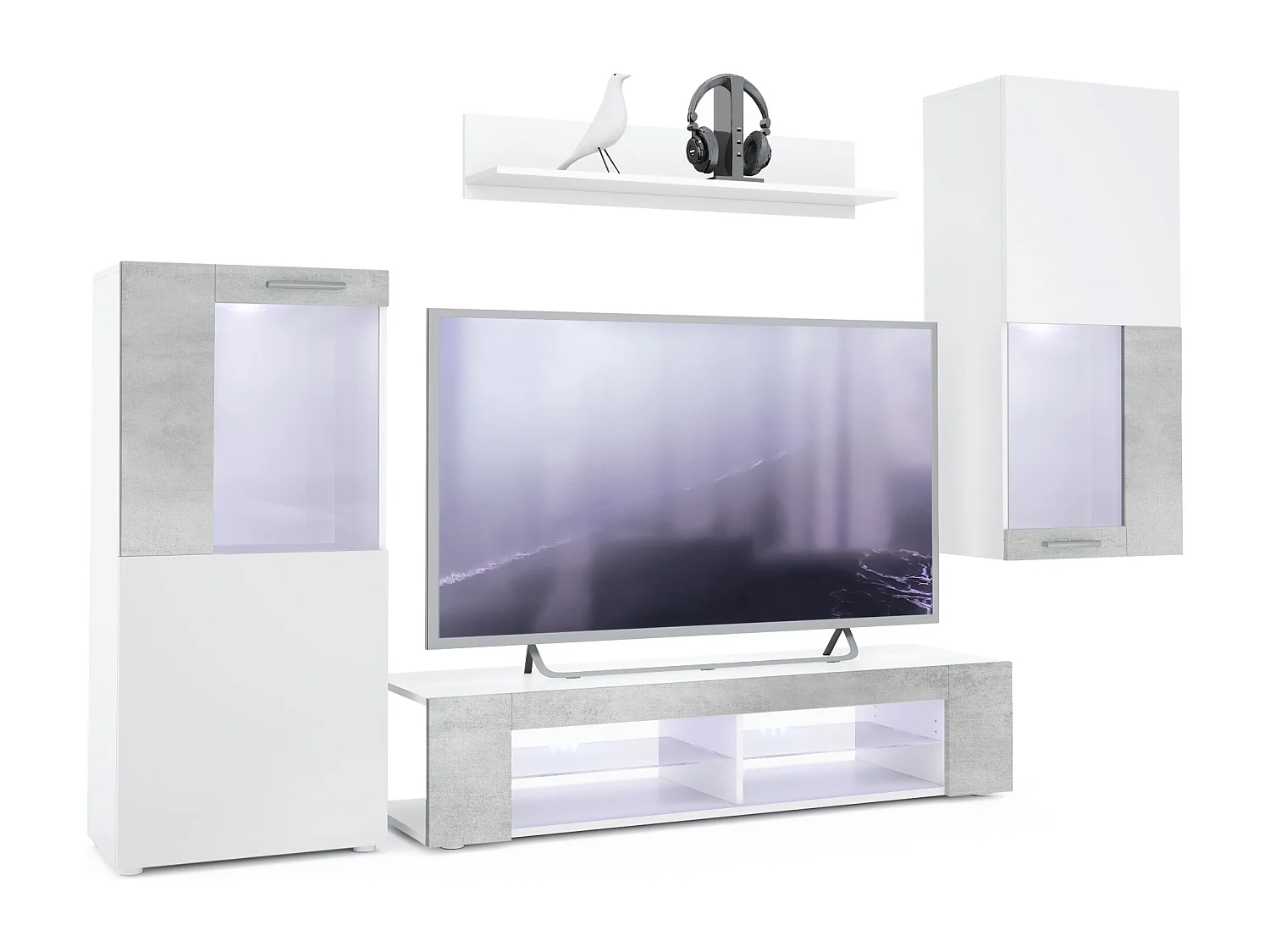 WOHNWAND Movie Absetzungen in Beton Oxid Optik