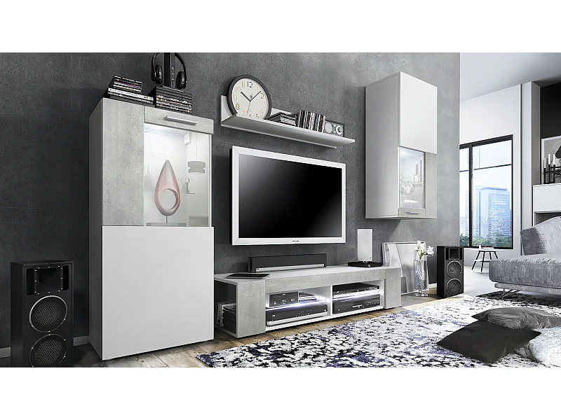 WOHNWAND Movie Absetzungen in Beton Oxid Optik