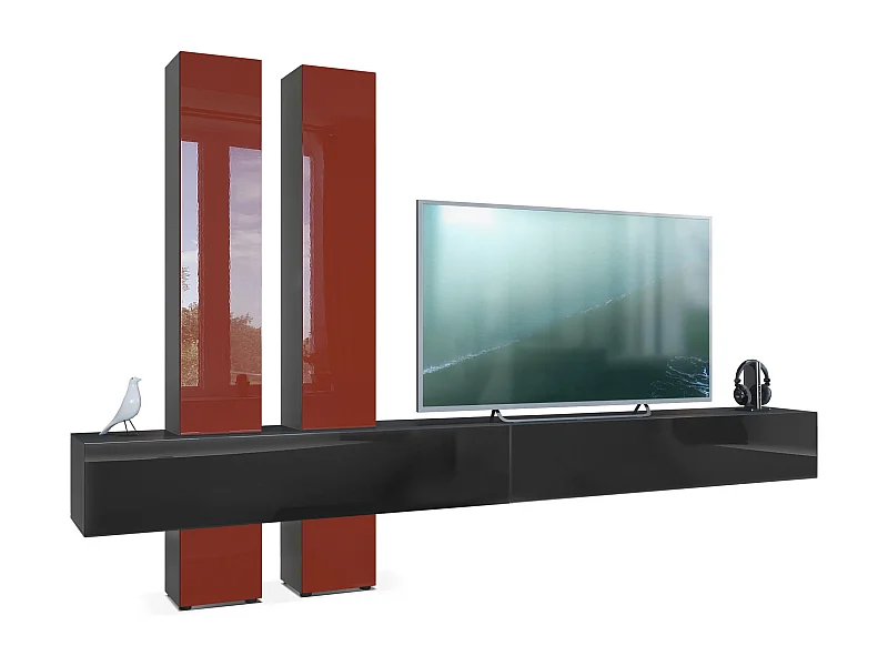 WOHNWAND Moja Türen in Bordeaux Hochglanz