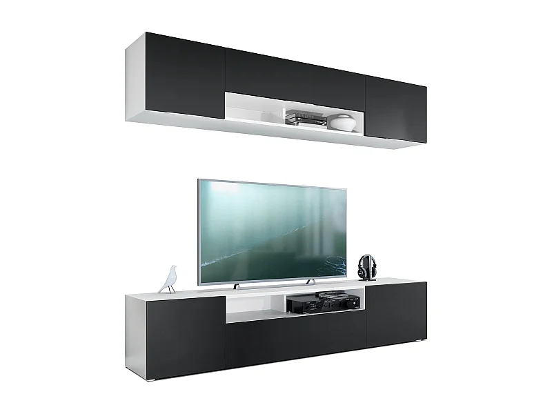 WOHNWAND Mogan Fronten in Schwarz matt