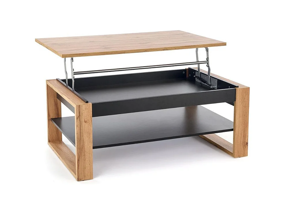 Table basse 120 x 60 m plateau relevable - noir et bois - GEMMA