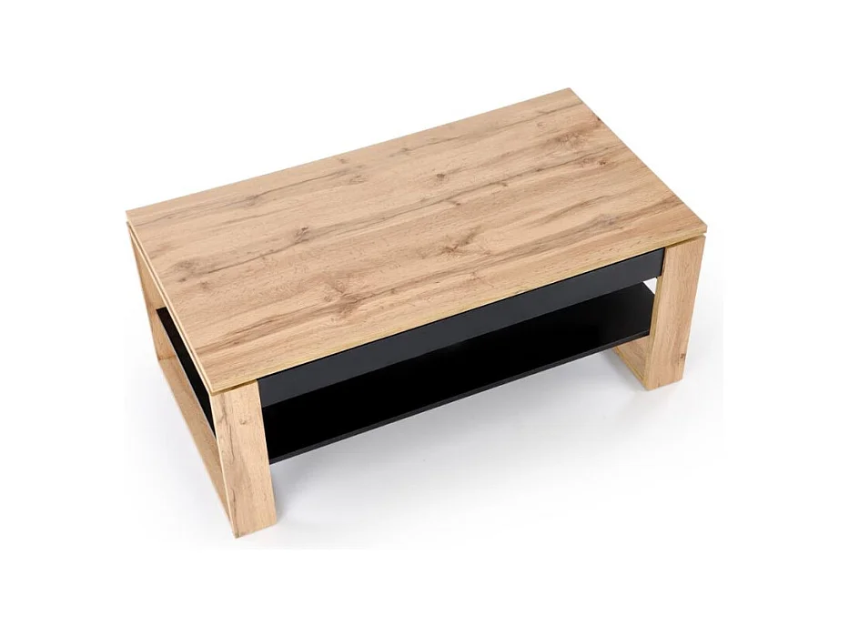 Table basse 120 x 60 m plateau relevable - noir et bois - GEMMA