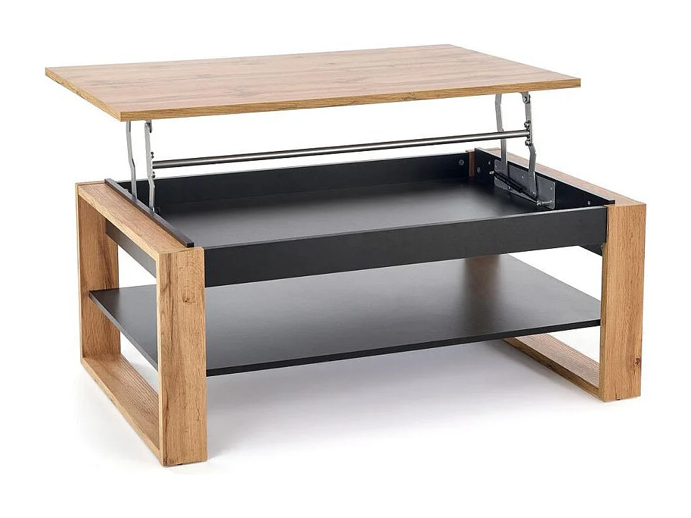 Table basse 120 x 65 m plateau relevable - noir et bois - GEMMA