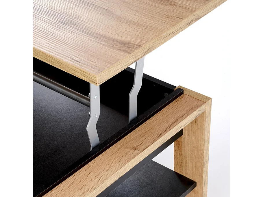 Table basse 120 x 65 m plateau relevable - noir et bois - GEMMA