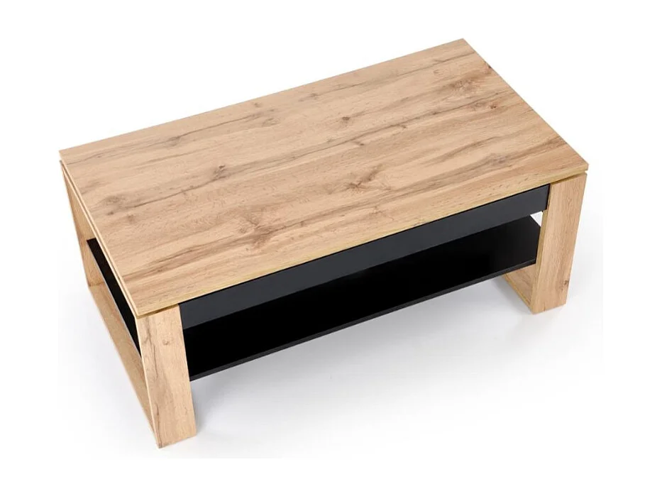 Table basse 120 x 65 m plateau relevable - noir et bois - GEMMA