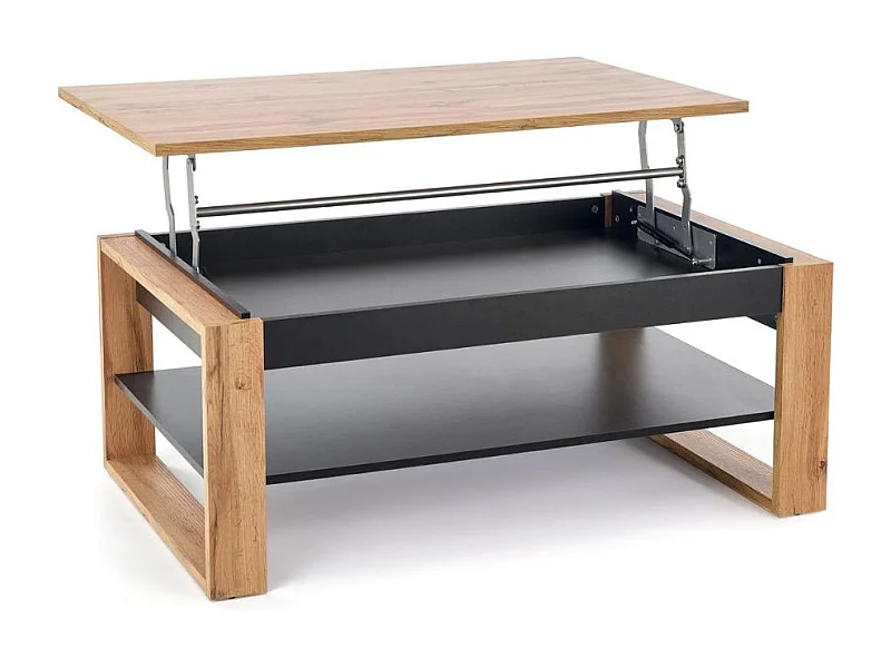 Table basse 120 x 65 m plateau relevable - noir et bois - GEMMA