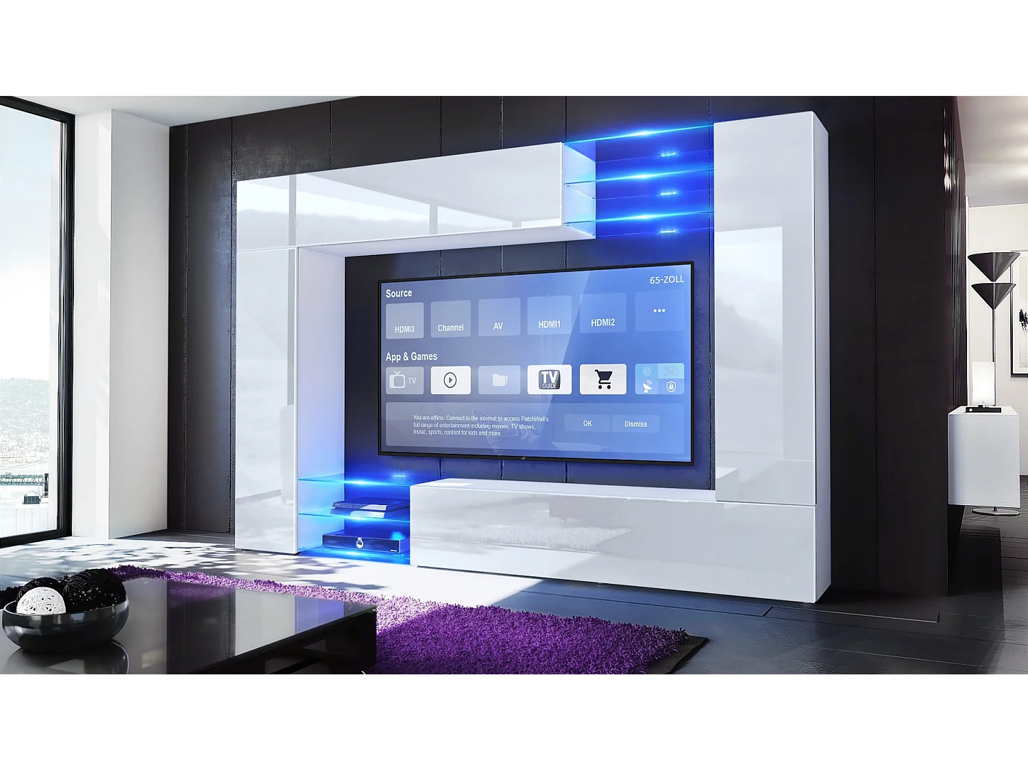 WOHNWAND Mirage Front in Weiß Hochglanz