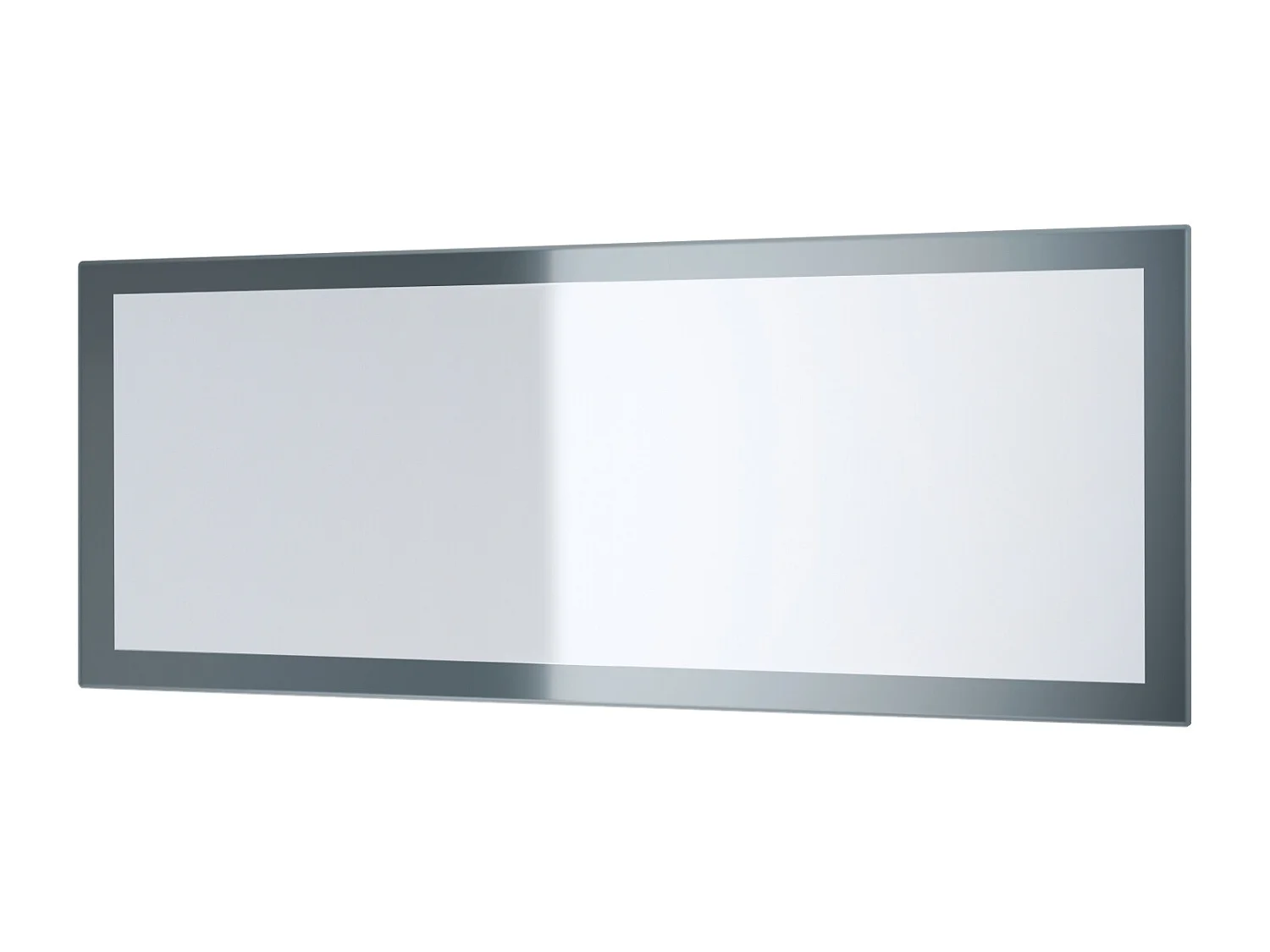 Miroir Lima, Miroir mural avec cadre de style moderne, Blanc haute brillance (139 x 55 cm)